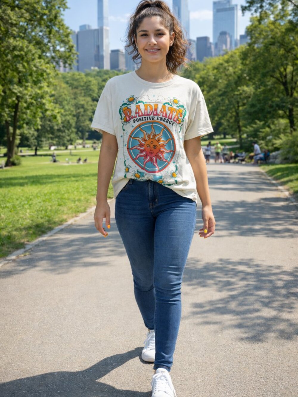 Boho Spiritual Shirt by La Luna Radiate Positive Energy casual streetwear sz(M)